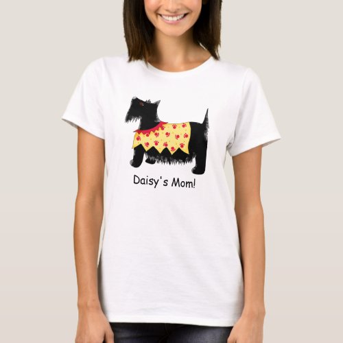 Black Terrier Dog Yellow Red Name Personalized Mom T_Shirt