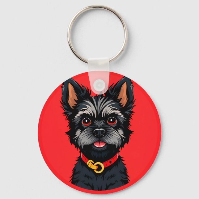 🐶 Black Terrier Pup For Everyday Carry Style 🐶 Keychain (Front)