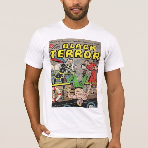 BLACK TERROR Cool Vintage Comic Book Cover Art T_Shirt