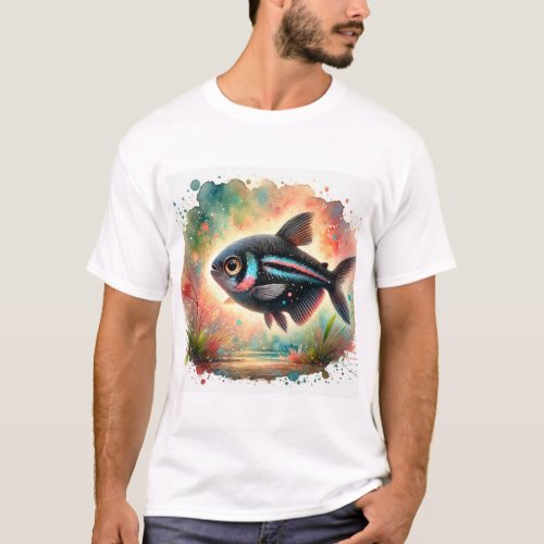 Black Tetra Fish 270624AREF118 _ Watercolor T_Shirt