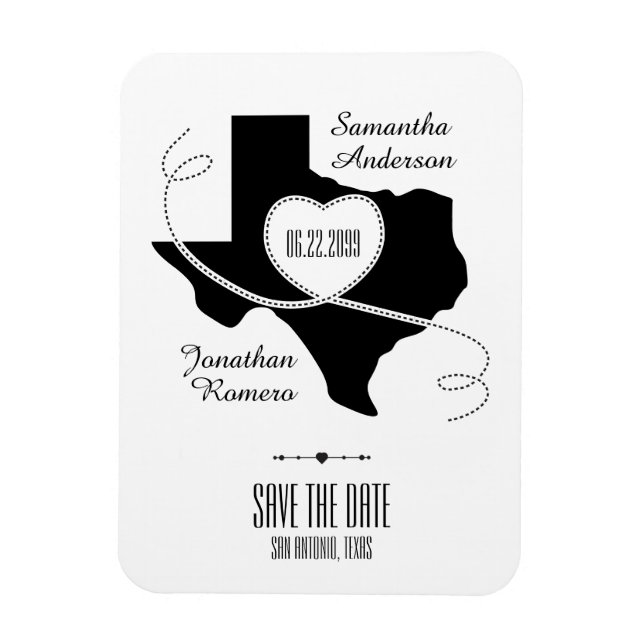 Black Texas Curling Ribbon Save the Date Magnet (Vertical)