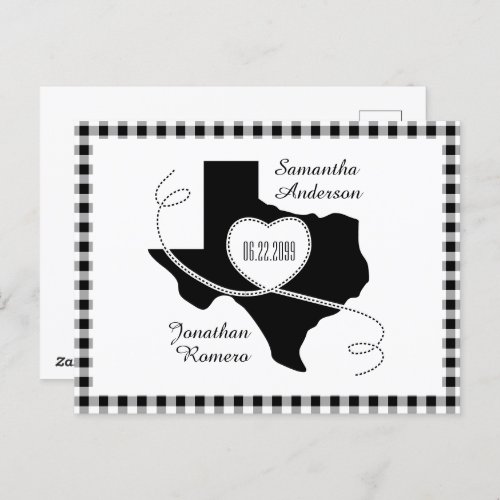 Black Texas Curling Ribbon Save the Date Postcard