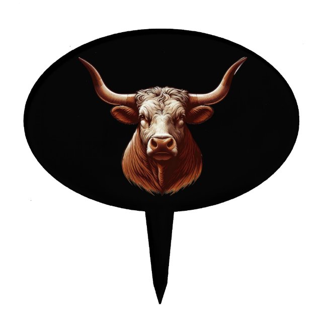 Black Texas longhorn Cake Topper (Front)