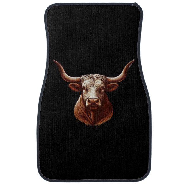 Black Texas longhorn Car Floor Mat (Front)