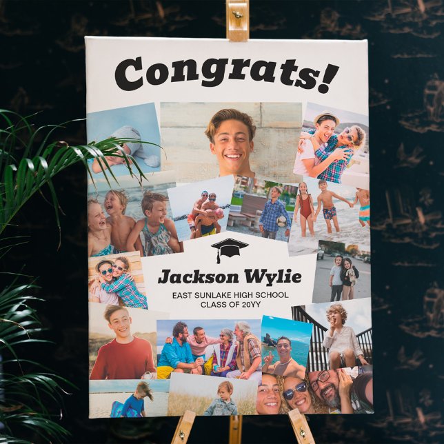 Black Text 16 Overlapping Photos Congrats Graduate Foam Board (Creator Uploaded)