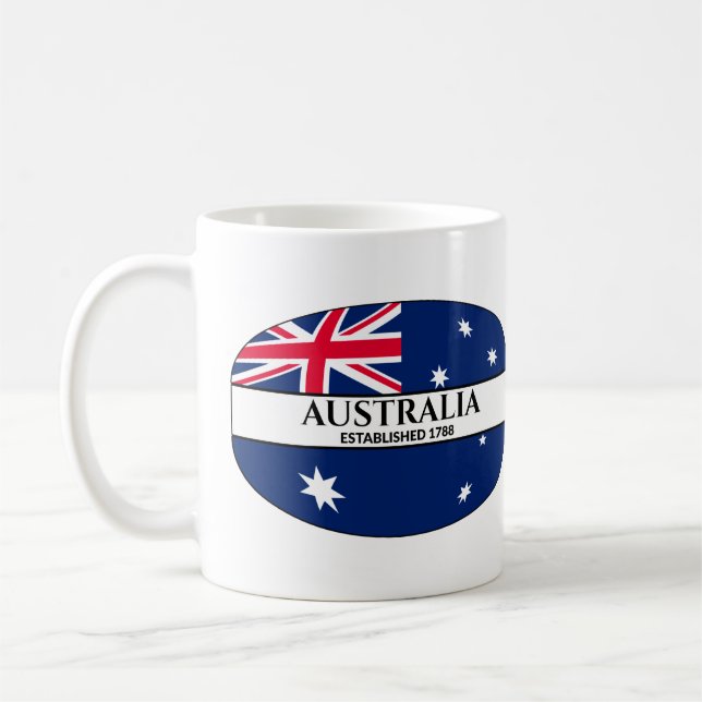 Black Text Australia Established 1788 Flag Coffee Mug (Left)