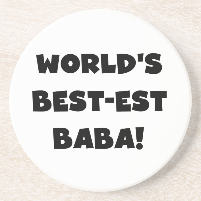 Black Text Best-est Baba T-shirts and Gifts Drink Coaster (Front)