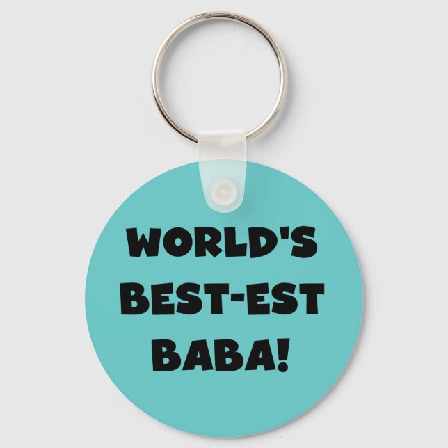 Black Text Best-est Baba T-shirts and Gifts Keychain (Front)
