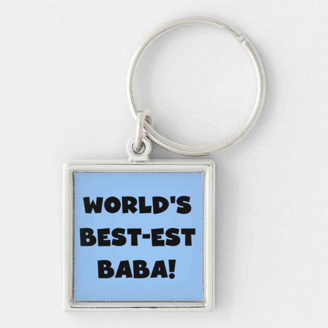 Black Text Best-est Baba T-shirts and Gifts Keychain (Front)