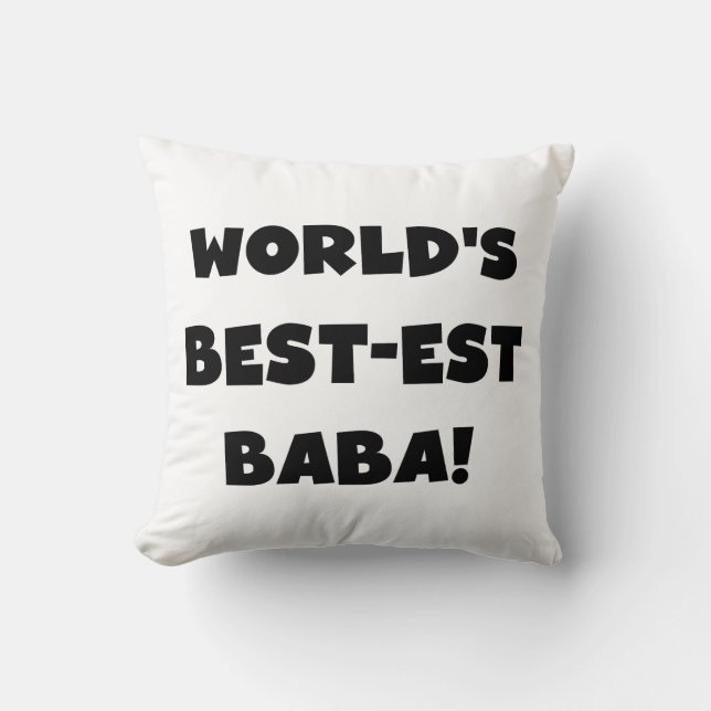 Black Text Best-est Baba T-shirts and Gifts Throw Pillow (Front)