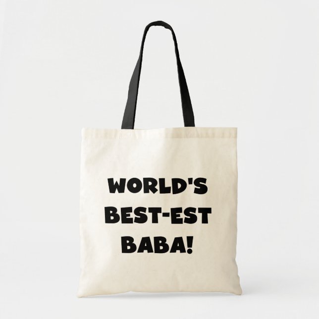Black Text Best-est Baba T-shirts and Gifts Tote Bag (Front)