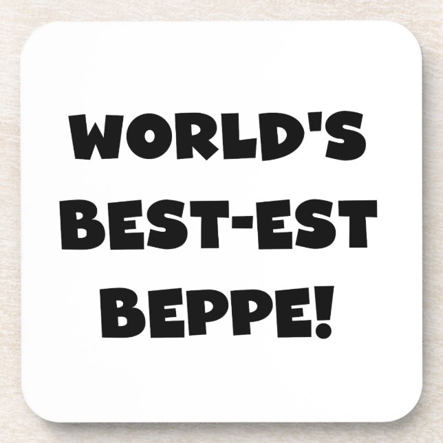 Black Text Best-est Beppe T-shirts and Gifts Drink Coaster (Front)
