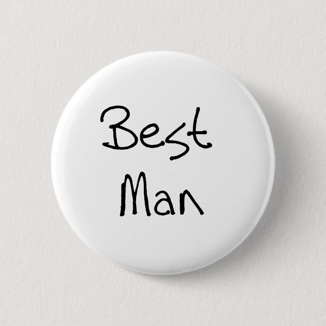 Black Text Best Man Button (Front)