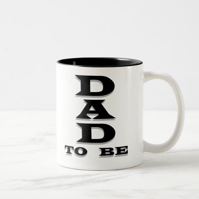 Black Text Dad to Be Two-Tone Coffee Mug (Right)