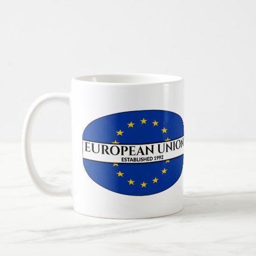 Black Text European Union Established 1992 Flag Coffee Mug
