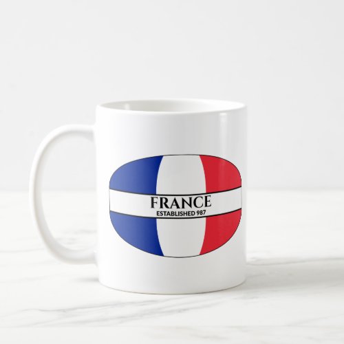 Black Text France Established 987 Flag Coffee Mug