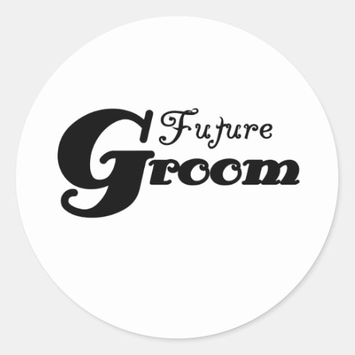 Black Text Future Groom Classic Round Sticker