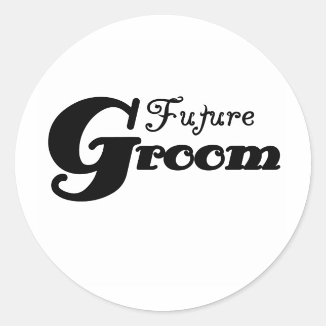 Black Text Future Groom Classic Round Sticker (Front)