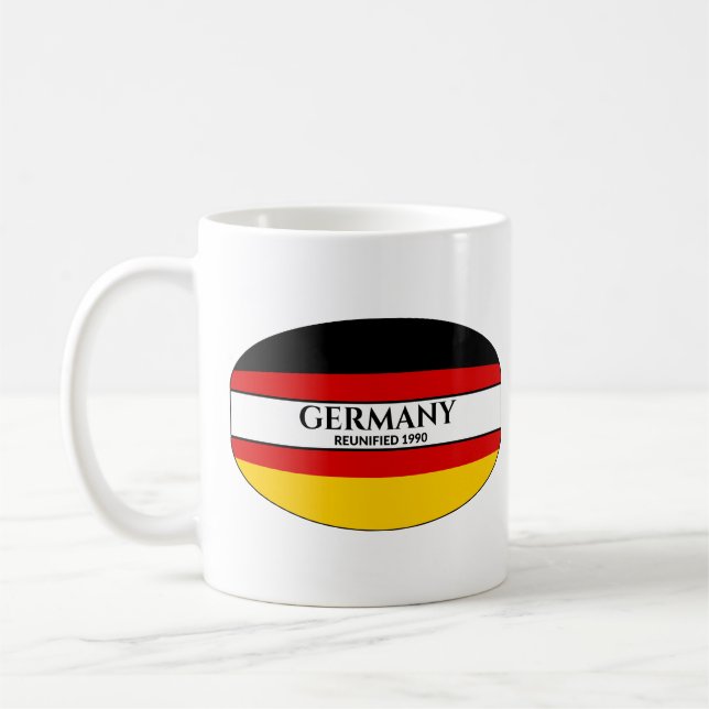 Black Text Germany Reunified 1990 Flag Coffee Mug (Left)
