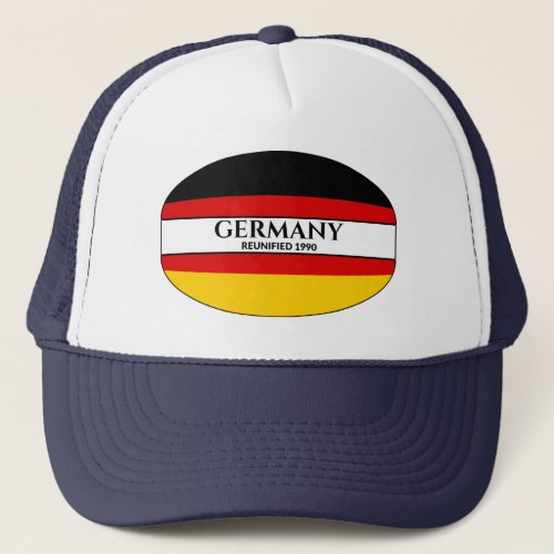 Black Text Germany Reunified 1990 Flag Trucker Hat
