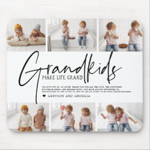 Black Text   Grandkids Make Life Grand Photo Mouse Pad