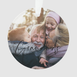 Black Text Grandkids Make Life Grand Photo Ornament