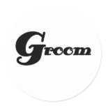 Black Text Groom Classic Round Sticker