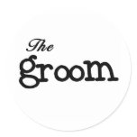 Black Text Groom Classic Round Sticker