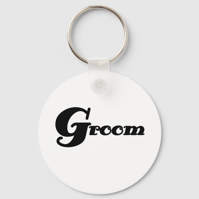 Black Text Groom Keychain (Front)