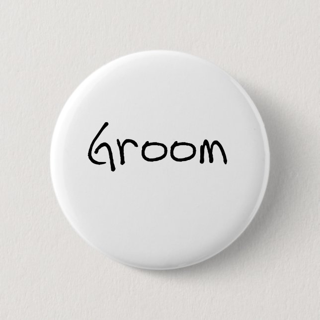 Black Text Groom Pinback Button (Front)