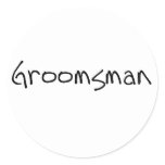 Black Text Groomsman Classic Round Sticker