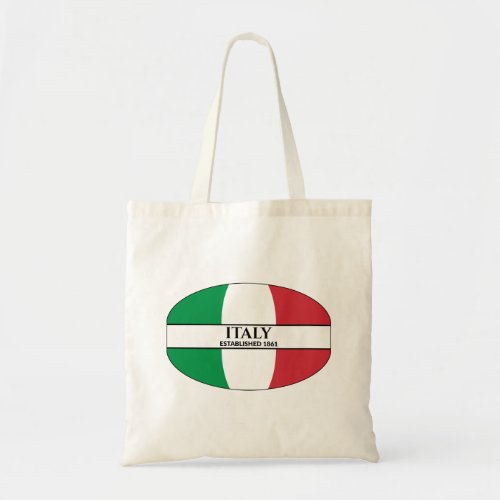 Black Text Italy Established 1861 Flag Tote Bag