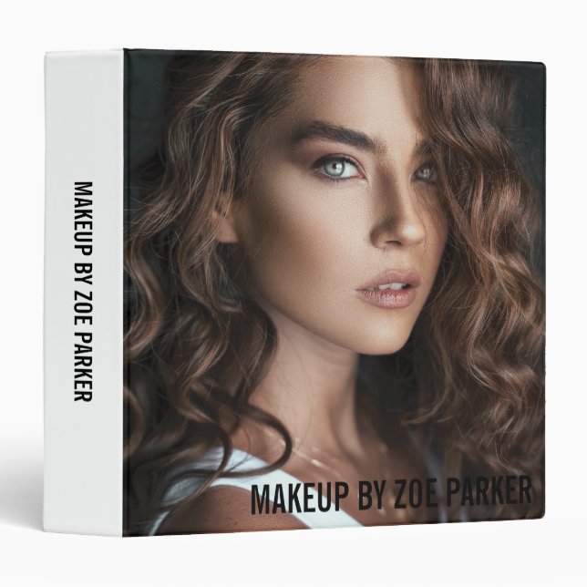 Black Text Makeup Artist Portfolio Photo 3 Ring Binder (Front/Spine)