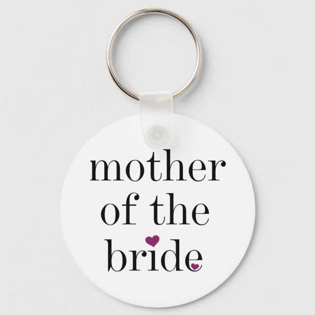 Black Text Mother of the Bride Keychain (Front)