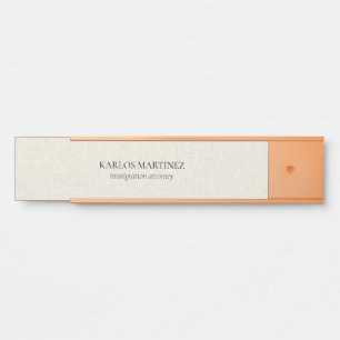 Black Text On Beige Linen Immigration Attorney Door Sign