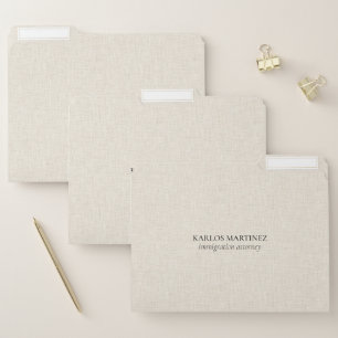 Black Text On Beige Linen Immigration Attorney File Folder