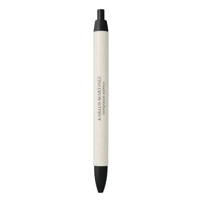 Black Text On Beige Linen Immigration Attorney Pen (Front Vertical)