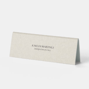 Black Text On Beige Linen Immigration Attorney Table Tent