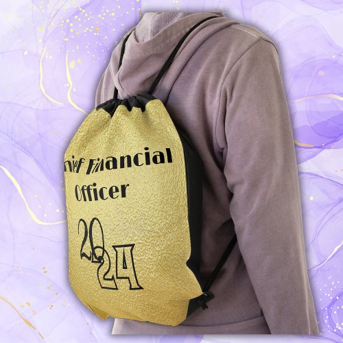 Black text on gold _ monogram  drawstring bag