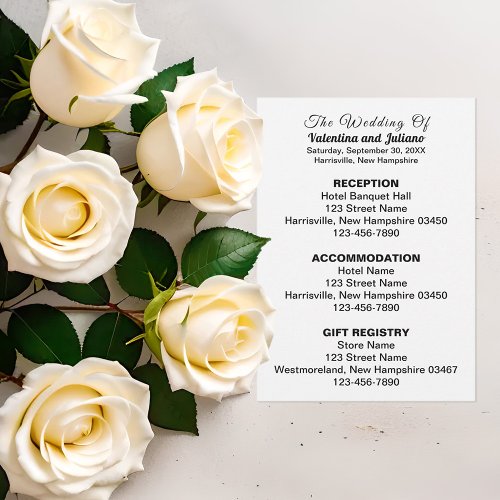 Black Text on White Background Wedding Enclosure Card