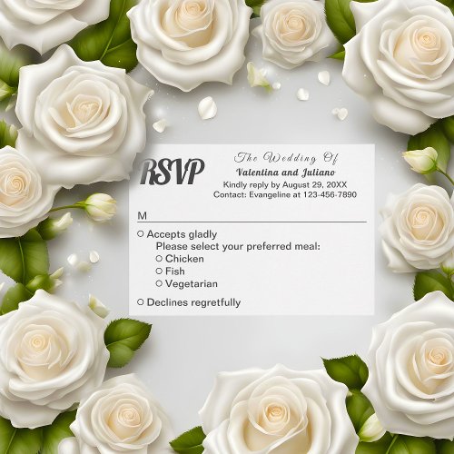 Black Text on White Background Wedding RSVP Card