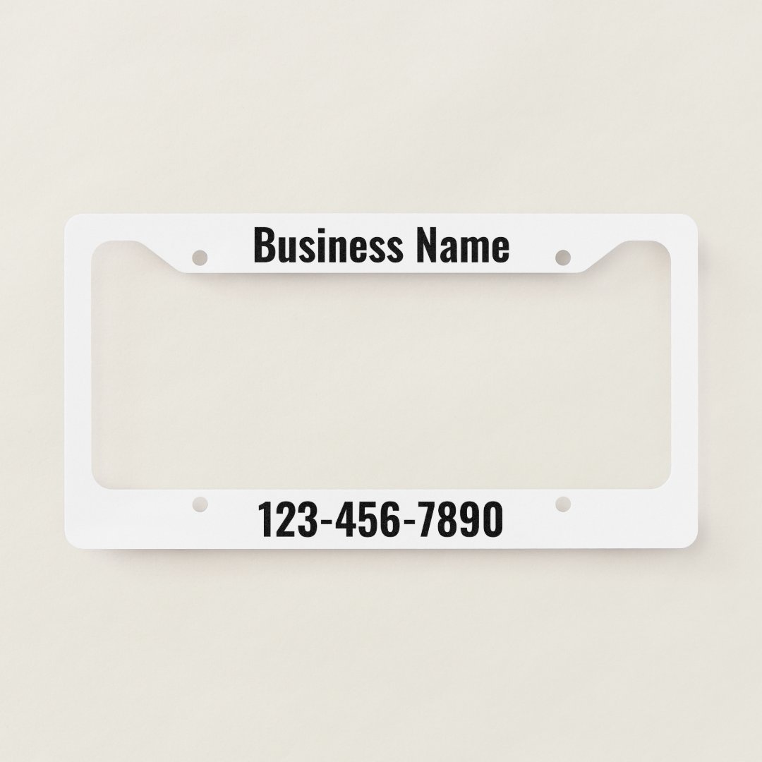 Black Text on White Promotional Template License Plate Frame | Zazzle