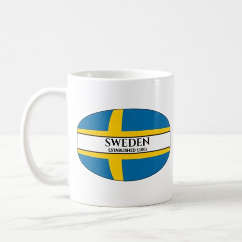 Black Text Sweden Established 1100s Flag Coffee Mug