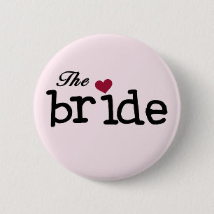 Black Text The Bride Tshirts and Gifts Button