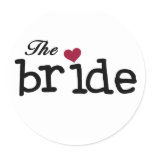 Black Text The Bride Tshirts and Gifts Classic Round Sticker