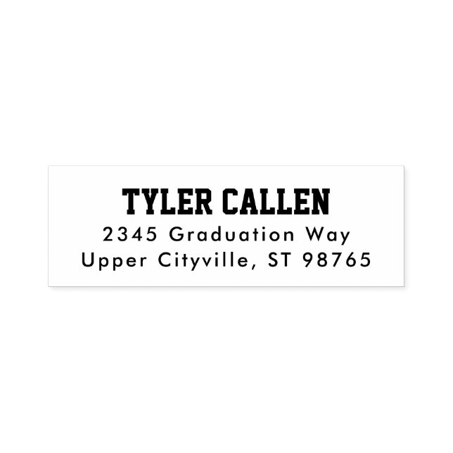 Black Text Varsity Graduation Address Self-inking Stamp (Design)