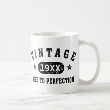 Black Text Vintage Aged To Perfection Mug by giftcy at Zazzle