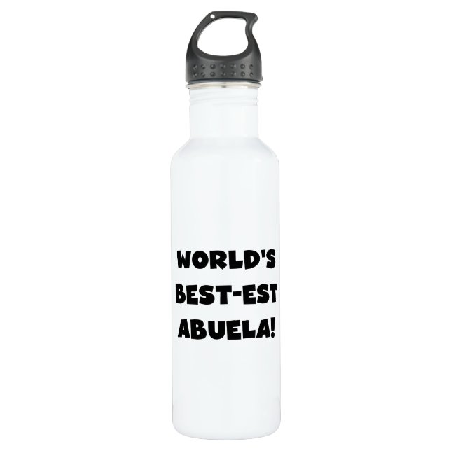 Black Text World's Best-est Abuela Water Bottle (Front)