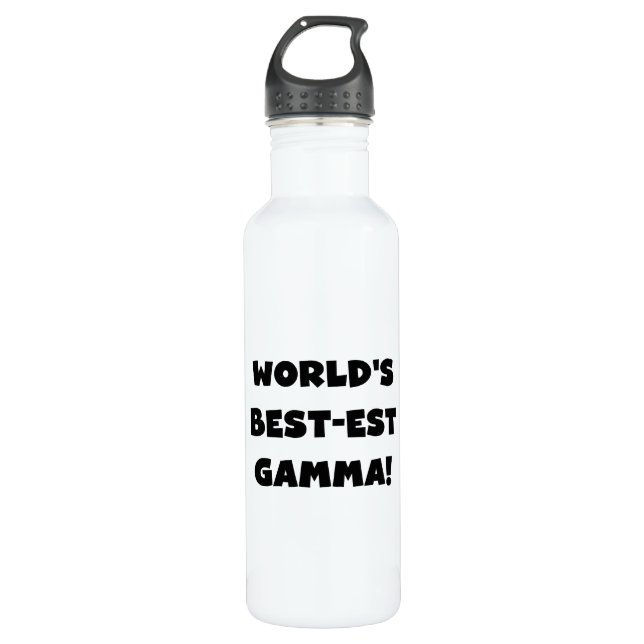 Black Text World's Best-est Gamma Water Bottle (Front)