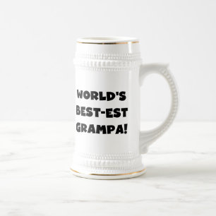 Black Text World's Best-est Grampa T-shirts Gifts Beer Stein